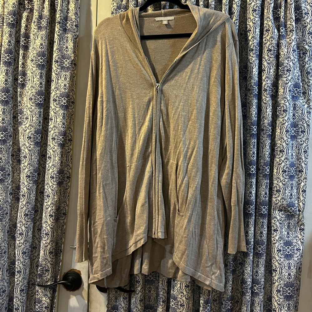 Woman Within lightweight zip up hoodie with high low hem